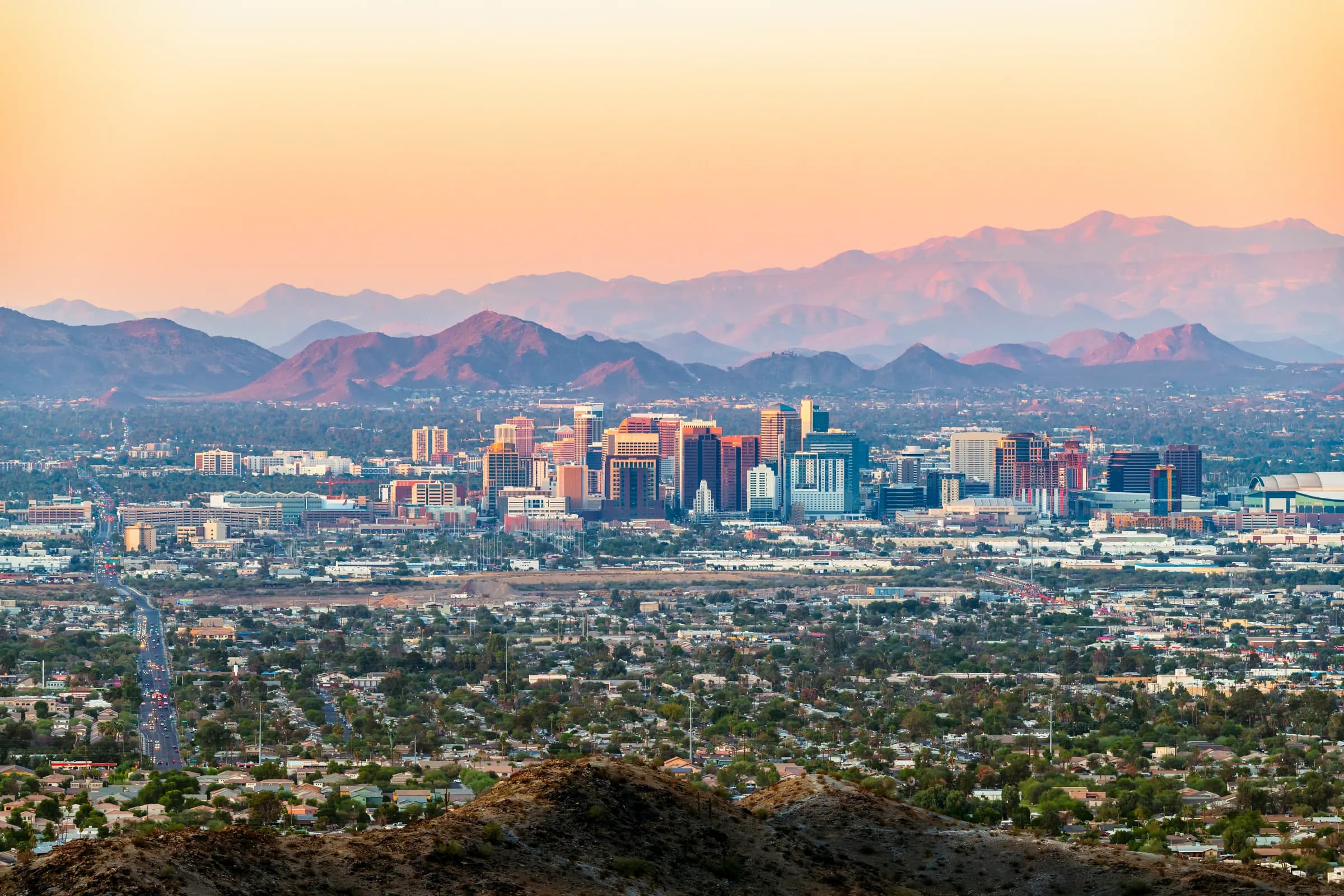 Camelback Mountain at sunset over Phoenix, AZ