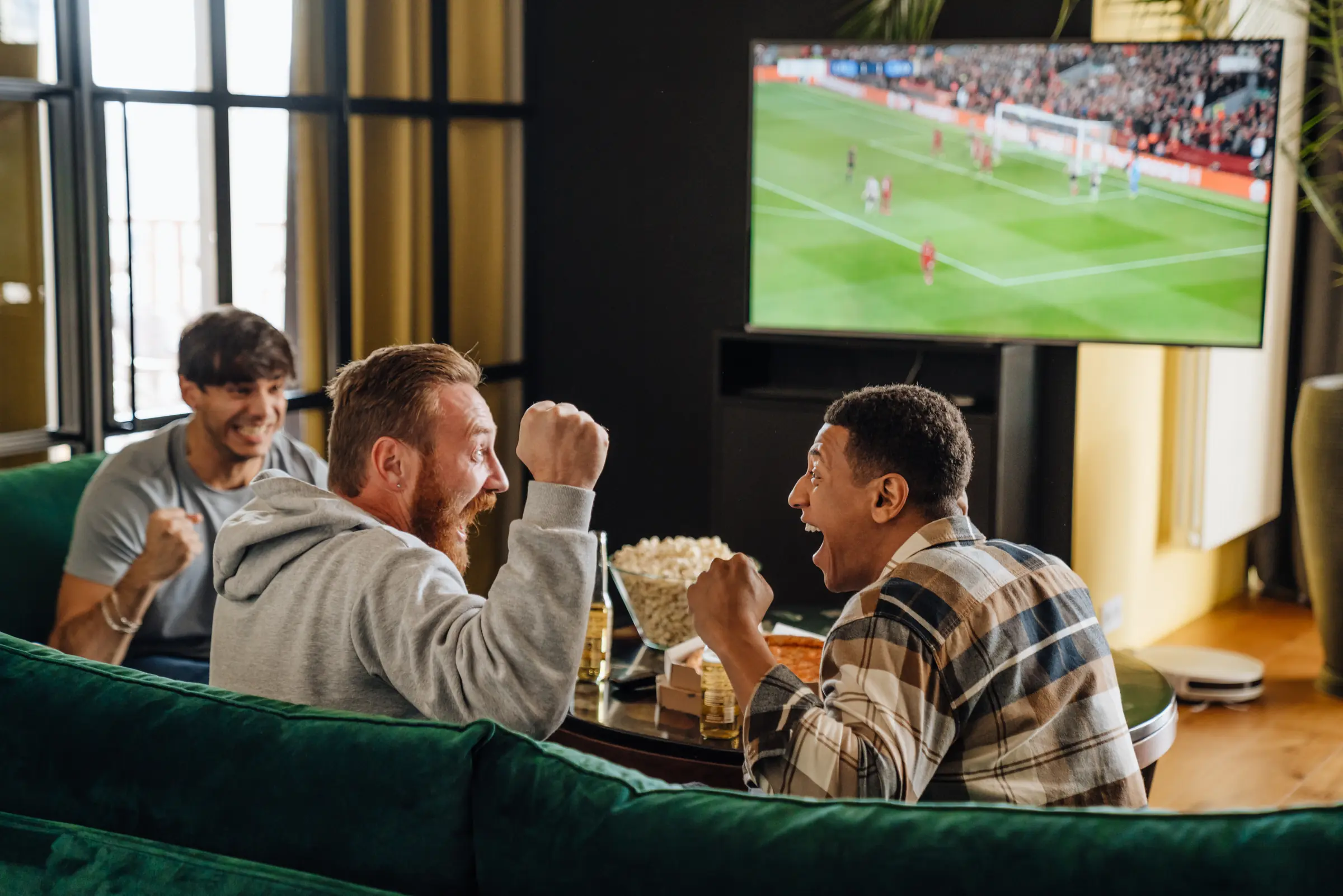 Fans watching a game together